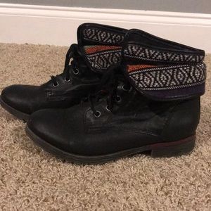 Black faux leather boots
